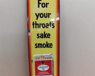 1930's Craven A Porcelain Vertical Cigarette Sign(37+3/4" Tall and 11+1/4" Wide)