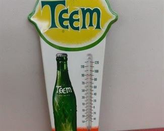 Teem Thermometer Embossed Die Cut Thermometer(12" Wide and 28" Tall/Green Mercury)