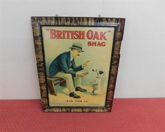 1930's British Oak Shag Humidor Co. Painted Sign(Young Howard Hughes Teaching Dog How to Smoke Graphics/23" Tall and 18" Wide) 