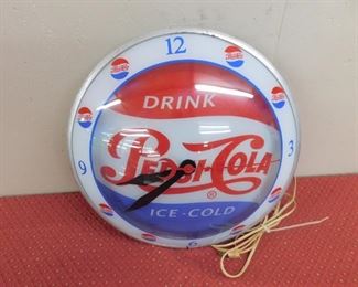 Pepsi Cola Light Up Double Bubble Clock(15" Diameter) 