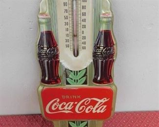 1941 Coca Cola Double Bottle Thermometer(Art Deco/7" Wide and 16" Tall)