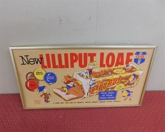 1950's Lilliput Loaf Framed Bread Sign(Elf Graphics/11" Tall and 21" Wide) 