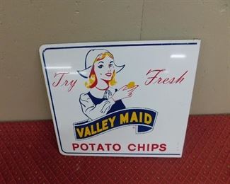 1962 Valley Maid Potato Chip Flange Sign(10" Tall and 11" Wide/A.M. Co.)