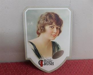 1920 Orange Crush Girl Sign(Immaculate/7" Wide and 10" Tall)