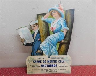 1920's Creme De Menthe Cola Cardboard Advertising Standee(7" Wide and 9" Tall)