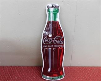 1950's Coca Cola Porcelain Die Cut Bottle(4" Wide and 12+1/2" Tall) 
