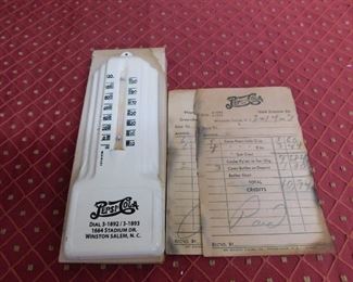 Pepsi Cola Thermometer in Original Box(Winston Salem, N.C./5 Digit Phone/2+1/2" Wide and 6" Tall)