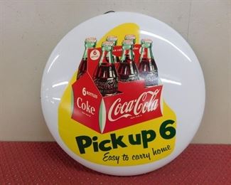 1950's Coca Cola "Pick up 6" White Button((16" Diameter)
