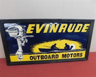 Framed Evinrude Outboard Motors Embossed Sign(22" Tall and 42" Wide)