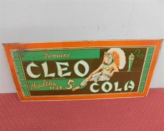 1930's Cleo Cola Embossed Sign(12+1/2" Tall and 27" Tall)