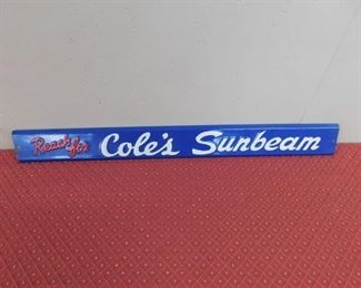 1950's Cole's Sunbeam Bread Embossed Door Push(3" tall and 27" Long)