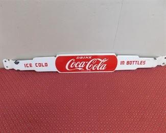 1950's Porcelain Die Cut Coca Cola Door Push(4+1/2" Tall and 35" Long/Red Letter)