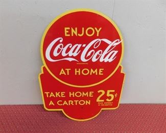 Coca Cola Double Sided Bottle Rack Sign "Take Home A Carton"(11" Wide and 16" Tall)
