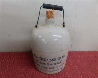 Old Stoneware Casper Whiskey Jug Winston Salem, N.C.
