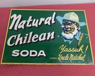 1940 Natural Chilean Soda Double Sided Flange Sign(15" Tall and 22" Wide)