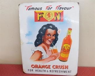 1940's Orange Crush Porcelain Sign(15" Wide and 19" Tall)
