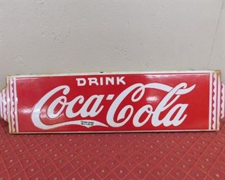 1930's Porcelain Coca Cola Door Push Center Piece(4" Tall and 16" Wide)
