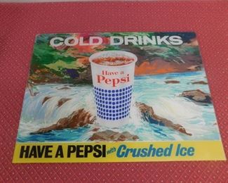 1960's Pepsi Cola Acrylic Light Up Drink Dispenser Sign(15+1/2" Tall and 21" Wide) 