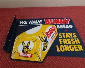 1950's Bunny Bread Die Cut Double Sided Flange Sign(11" Tall and 14" Wide)