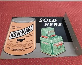 1930's Kow Kare Double Sided Flange Sign(9+1/2" Tall and 12+1/2" Wide)