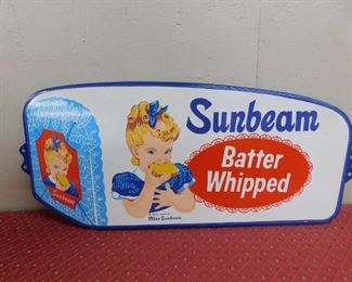 1950's Sunbeam Bread Die Cut Door Push(8+1/2" Tall and 20" Long)