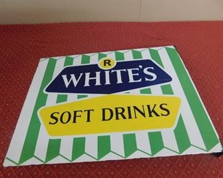 1930's White's Soft Drinks Porcelain Flange Sign(12" Tall and 16" Wide)