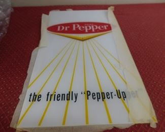 1950's/60's Dr. Pepper Acrylic Machine Insert(13" Wide and 22+1/2" Tall/NOS)