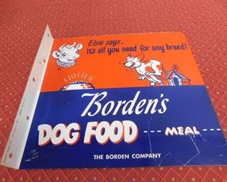 1960's Bordens Dog Food Flange Sign(Stout Co. 10" Tall and 11" Wide)