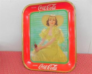1938 Yellow Dress Girl Coca Cola Tray