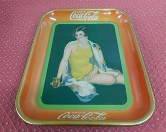 1929 Swimsuit Girl Coca Cola Tray(10" x 13" American Art Works)