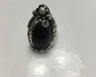 Mexican sterling and onyx ring 