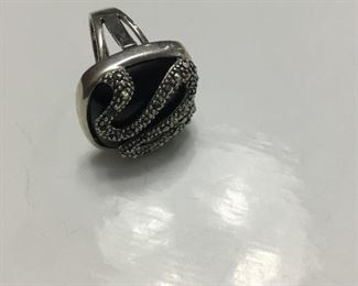 Sterling and marcasite snake ring 