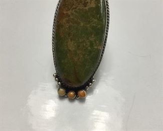 Sterling Native American ring with big turquoise set 