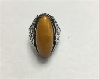 Sterling and amber ring