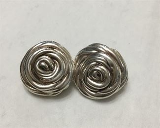 Vintage Bat Ami sterling silver clip earrings 