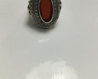 Sterling ring with amber set 