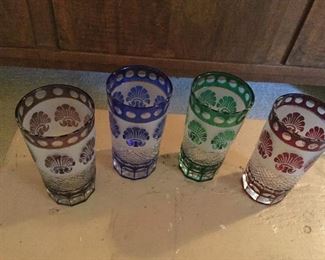 Bohemian water glasses. There are 8 