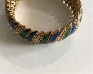 Vintage Ciner enamel and rhinestone bracelet 