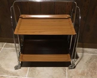 Mid Century Modern Formica and Chrome folding cart