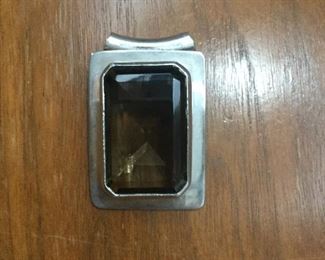 Sterling silver and smoky pendant 