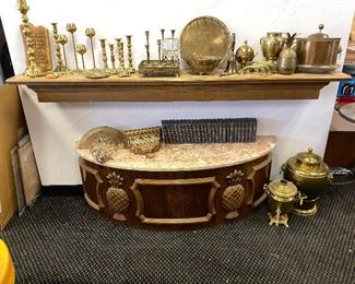 Brass brass and more brass!, Marble top bed bench