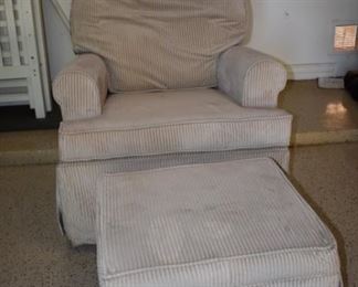 Rocking glider ottoman rocks too. Baby items at this sale, there is a breast pump also. 