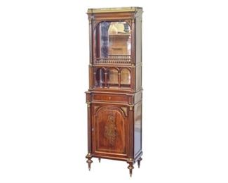 10. Louis XVI Style Brass Mounted Mahogany Secretaire Cabinet