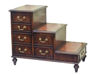 13. E.J. Victor Library Step Table in Mahogany Leather