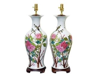 41. Pair of Chinese Porcelain Vases Mounted as Lamps