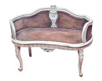 56. Louis XV Style Painted Caned Settee