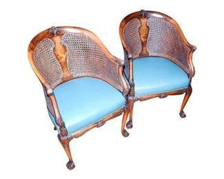57. Pair of Georgian Style Caned Bergeres