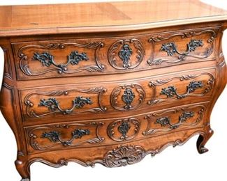 Louis XV Style Carved Walnut Commode