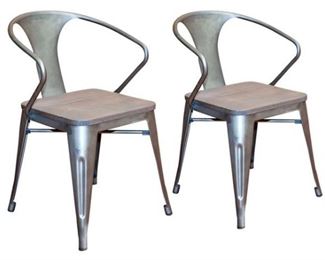 Pair Industrial Style Metal Chairs