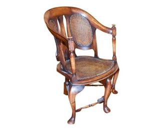 Dutch Style Walnut Cane Bergere